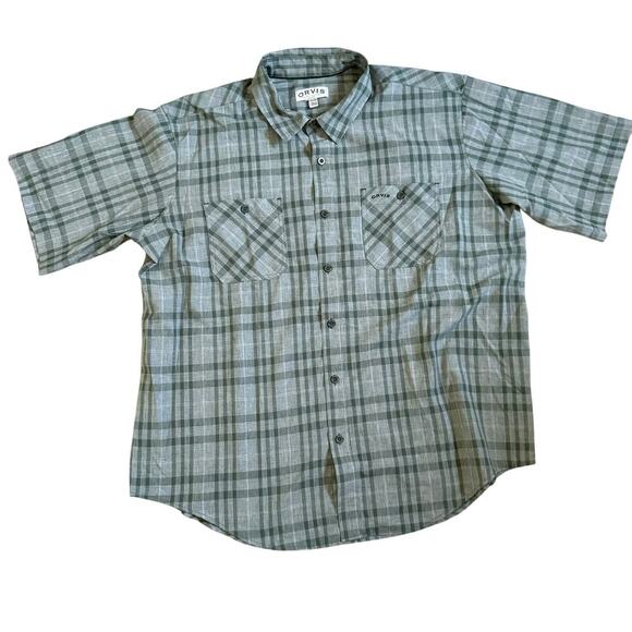 Orvis Men's Plaid Collared Button Down Shirt Green Gray Short Sleeve Outdoor XXL - Picture 1 of 8